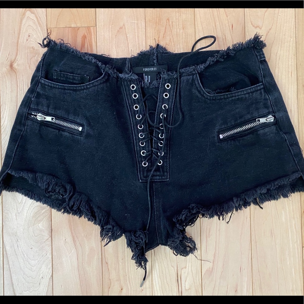 Forever 21 black low rise lace up shorts